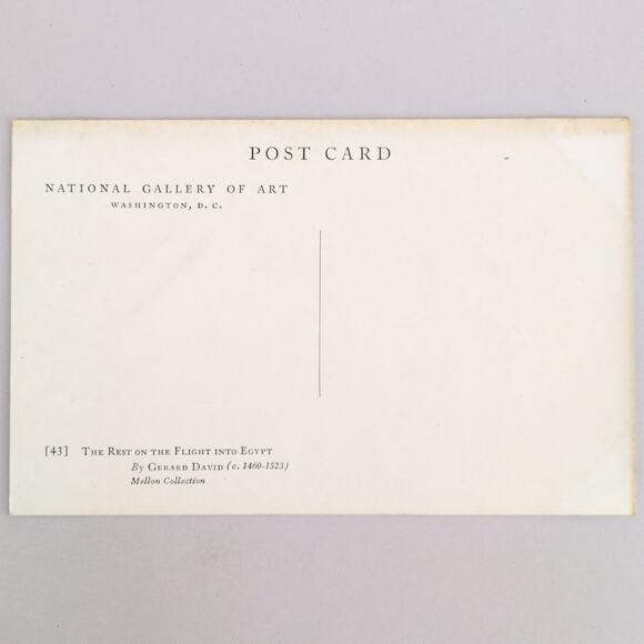 Vtg 60s National Gallery of Art Postcard Rest on Flight Into Egypt, Gerard David - Picture 2 of 2